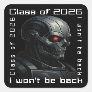 Terminator Schedel Afstudeerklas van 2026 Ontwerp Vierkante Sticker