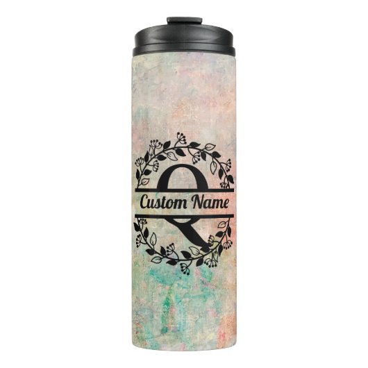 Termo Q Floral Monogram Letter Thermosbeker (Voorkant)