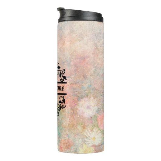 Termo T Floral Monogram Letter Thermosbeker (Geroteerd rechts)