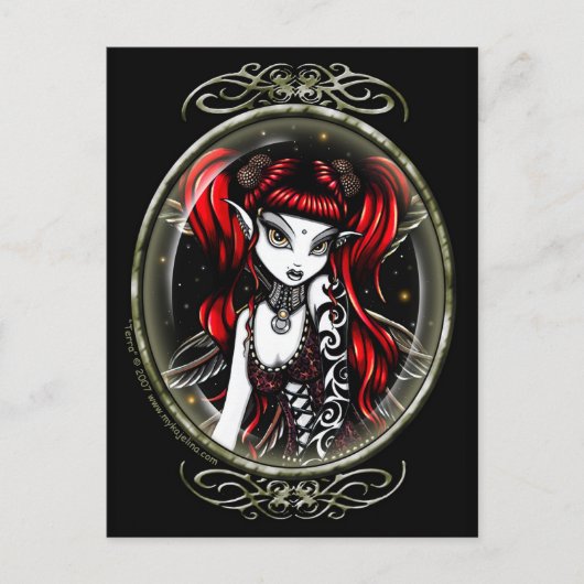 Terra Cameo Red Tattooed Fairy Briefkaart (Voorkant)