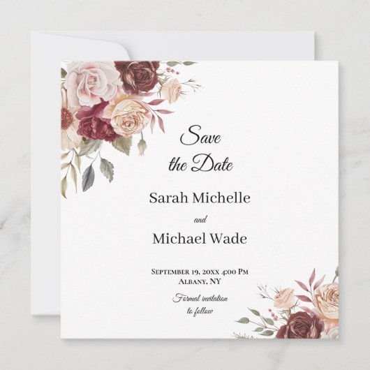 Terra Cotta and Green Save the Date Invite (Voorkant)