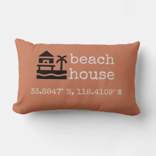 Terra Cotta Beach House GPS Coordinates Gift Kussen
