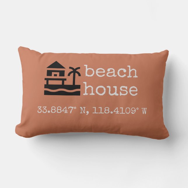 Terra Cotta Beach House GPS Coordinates Gift Kussen (Voorkant)