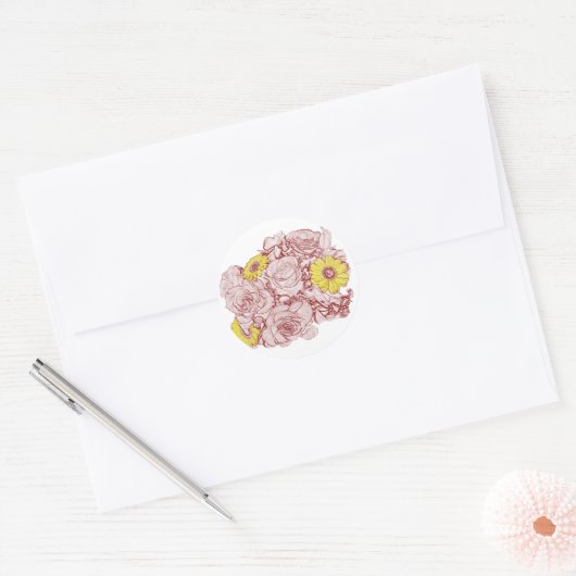 Terra Cotta Edged Bouquet Ronde Sticker (Envelop)