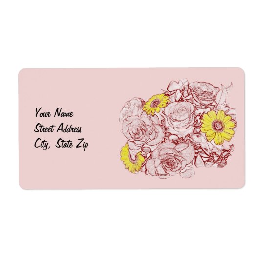 Terra Cotta Edged Bouquet Sjabloon Etiket (Voorkant)