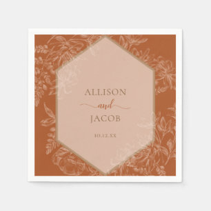 Terra Cotta Geometrische Bloemen Tapestry Bruiloft Servet