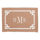 Terra Cotta Griekse Sleutel Monogram Standaard Kussensloop (Voorkant-Links)