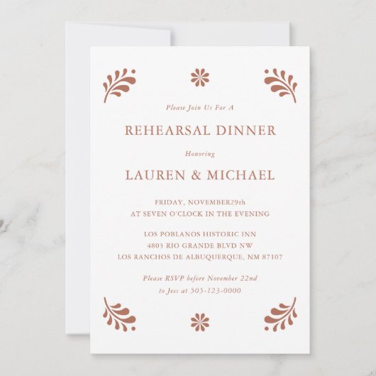 Terra Cotta Mexicaanse repetitie diner uitnodiging (Voorkant)