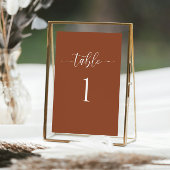 Terra Cotta Minimaliste Mariage Carte Numéro de ta