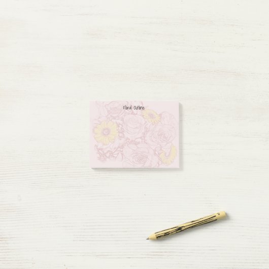 Terra Cotta, Outlining Bouquet Artwork Custom Post-it® Notes (Op bureau)