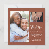 Terra Cotta Photo Mariage simple Carte de remercie (Devant)