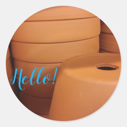 Terra Cotta Pots Ronde Sticker (Voorkant)