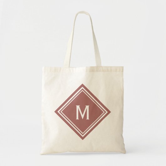 Terra Cotta Red Diamond Monogram Tote Bag (Voorkant)