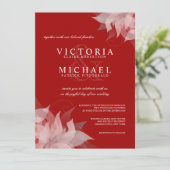 Terra Cotta Red & White Floral Wedding Invitations Kaart (Staand voorkant)