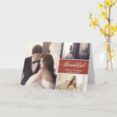 Terra cotta Thankful Modern Photo Collage Wedding Kaart (Gele Bloem)