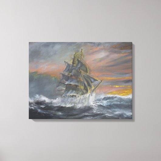 Terra Nova heads into a fierce Gale Dawn Canvas Afdruk (Voorkant)