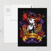 Terra Roos Gothic Tattooed Fantasy Fae Briefkaart (Voorkant / Achterkant)