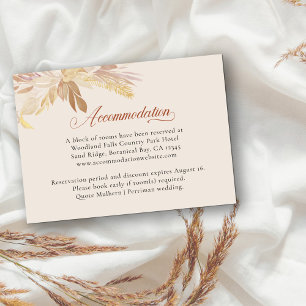Terraccotta Cream Botanical Foliage Accommodage Informatiekaartje