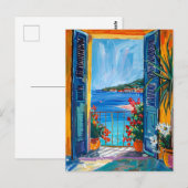 Terrace View of Mediterranean sea Briefkaart (Voorkant / Achterkant)