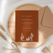 Terracota Cactus Line Art Woding Kaart