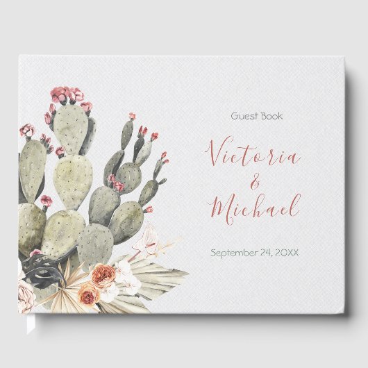 Terracota en Cactus Wedding Gastenboek (Voorkant)