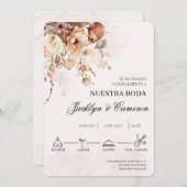 Terracota Floral Faire-part de mariage espagnol (Devant / Derrière)