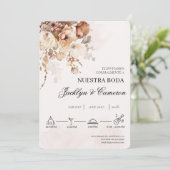 Terracota Floral Faire-part de mariage espagnol (Debout devant)