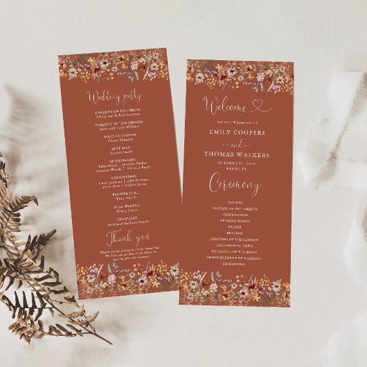 Terracott Tiny Programme de mariage Fleur sauvage