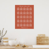 Terracotta 25 Table Wedding Seating Chart Poster (Keuken)
