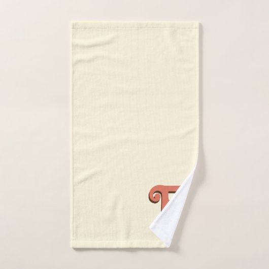 Terracotta 3D Modern Initiaal Letter | Ivoorcrème Bad Handdoek (Handdoek)