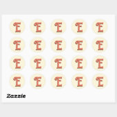 Terracotta 3D Modern Initiaal Letter | Ivoorcrème Ronde Sticker (Vel)