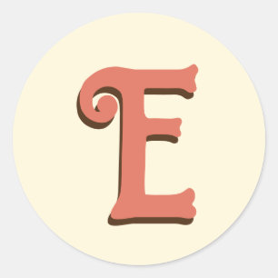 Terracotta 3D Modern Initiaal Letter Ivoorcrème Ronde Sticker