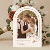 Terracotta 5 Foto Script Trouw Save the Date Kaart