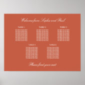Terracotta 5 Table Wedding Seating Chart Poster (Voorkant)