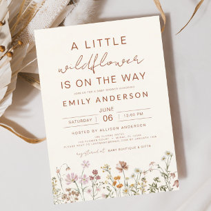 Terracotta A Little Wildflower Baby shower Kaart