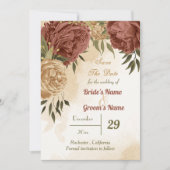 terracotta aardachtig bloemengroen save the date (Voorkant)