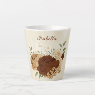 terracotta aardetone bloemig latte mok