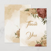terracotta aardetoon bloemengroen bruiloft bedankkaart (Voorkant / Achterkant)