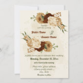 terracotta aardetoon bloemengroen bruiloft kaart (Voorkant)