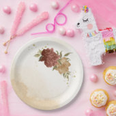 terracotta aardetoon bloemengroen papieren bordje (Feest)