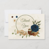 terracotta aardetoon marine bloemengroen bruiloft bedankkaart (Voorkant)