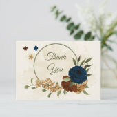 terracotta aardetoon marine bloemengroen bruiloft bedankkaart (Staand voorkant)