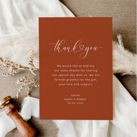 terracotta aardtone bruiloft bedankt