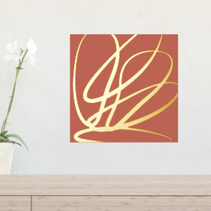 Terracotta Abstract Modern Gouden Ovale Vormen Folie Afdrukken