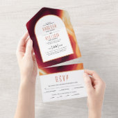 Terracotta agate slice geode fall bruiloft all in one uitnodiging (Afscheurbaar)