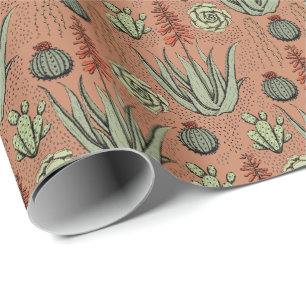 Terracotta Aloe Vera Succulent Cactus Cadeaupapier