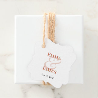 Terracotta Ampersand Huwelijk | Namen & Datum Blan Bedankjes Labels