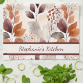 Terracotta and Burgundy Fall Leaves | Custom Boho Theedoek (Gevouwen)