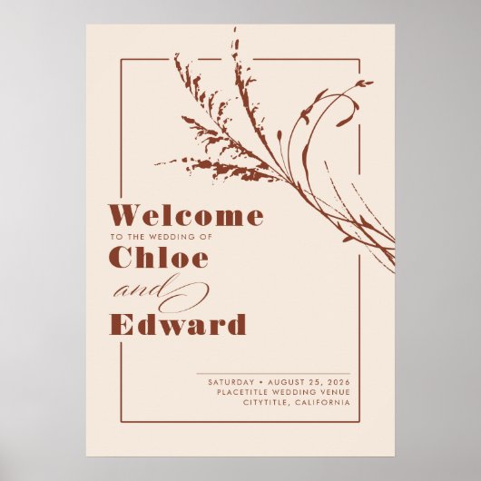 Terracotta and Ecru Modern Wedding Welcome Sign Poster (Voorkant)
