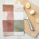 Terracotta and Green Watercolor Plaid Gingham Theedoek (Quarter Fold)